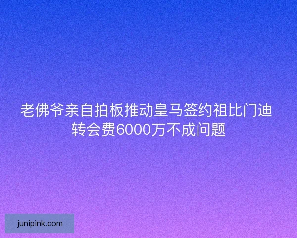 老佛爷亲自拍板推动皇马签约祖比门迪 转会费6000万不成问题