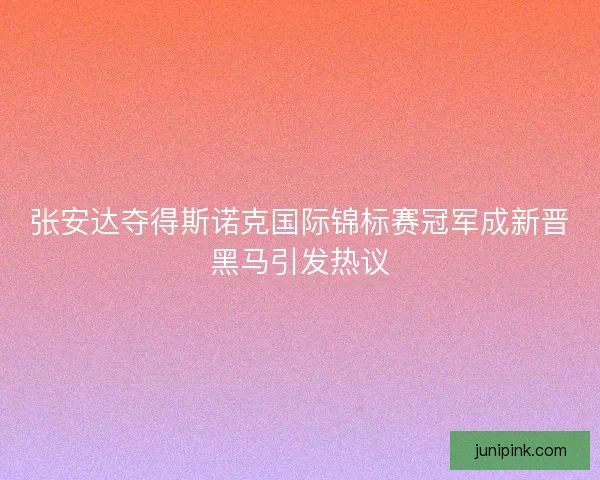 张安达夺得斯诺克国际锦标赛冠军成新晋黑马引发热议