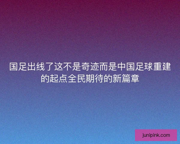 国足出线了这不是奇迹而是中国足球重建的起点全民期待的新篇章